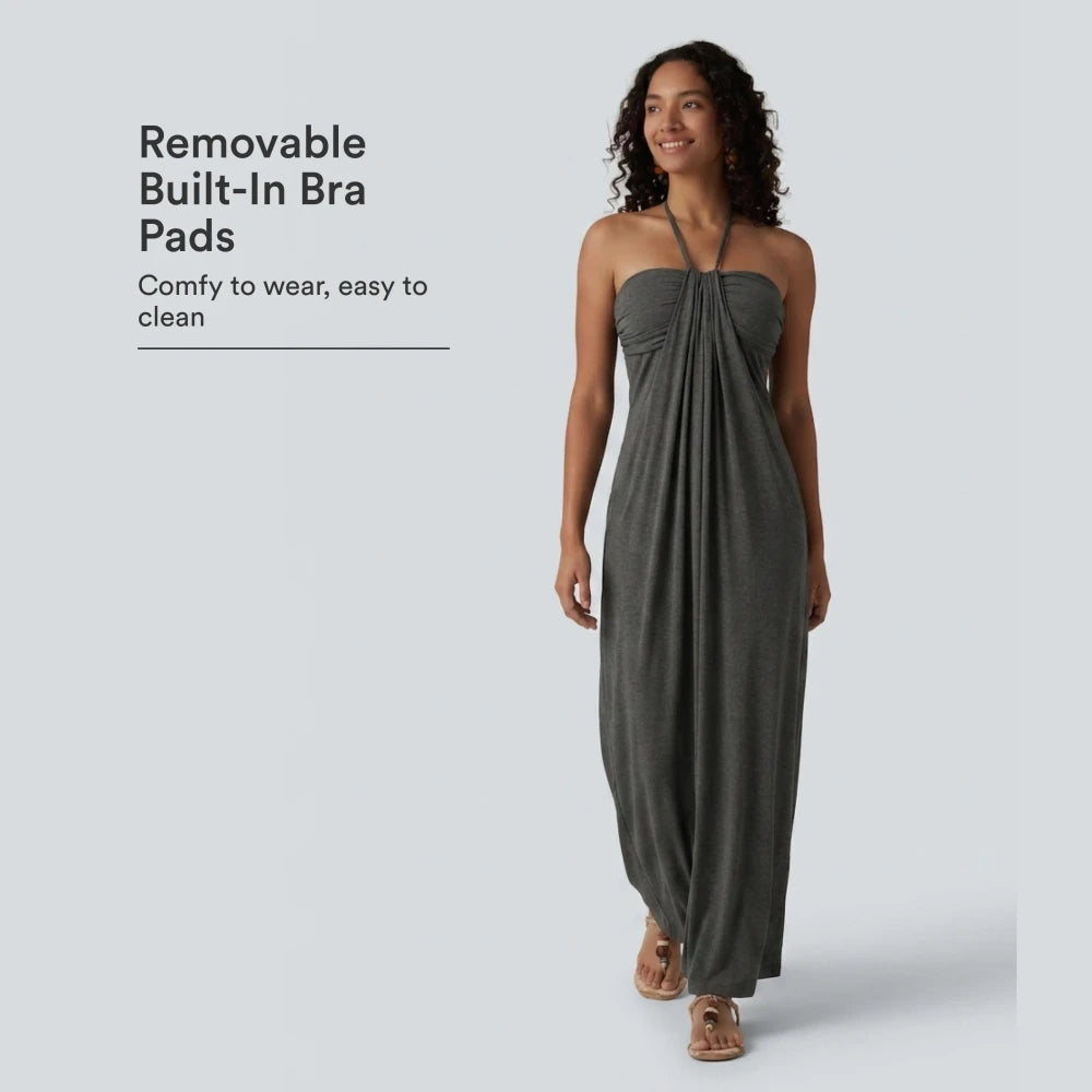 Halara Halter Tie Back Maxi Dress