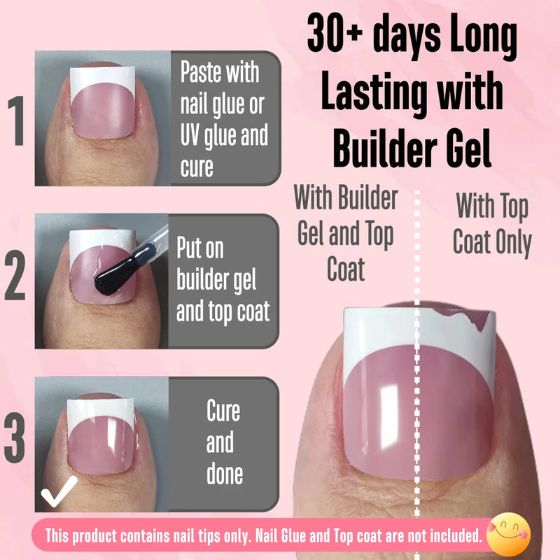 Berry Pink French Tip Toenail Extensions