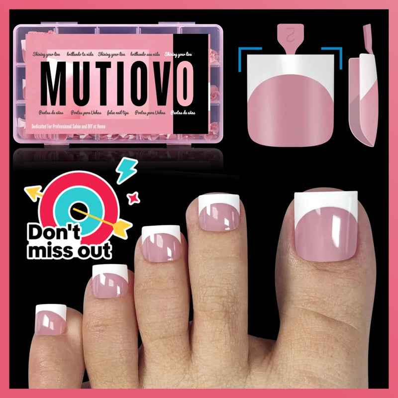 Berry Pink French Tip Toenail Extensions