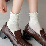 Ruffled Mid Length Polyester Socks