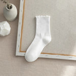 Ruffled Mid Length Polyester Socks
