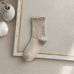 Ruffled Mid Length Polyester Socks