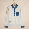 Denim Collar Patchwork Sweatshirt