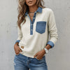 Denim Collar Patchwork Sweatshirt