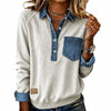 Denim Collar Patchwork Sweatshirt