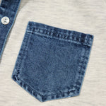 Denim Collar Patchwork Sweatshirt