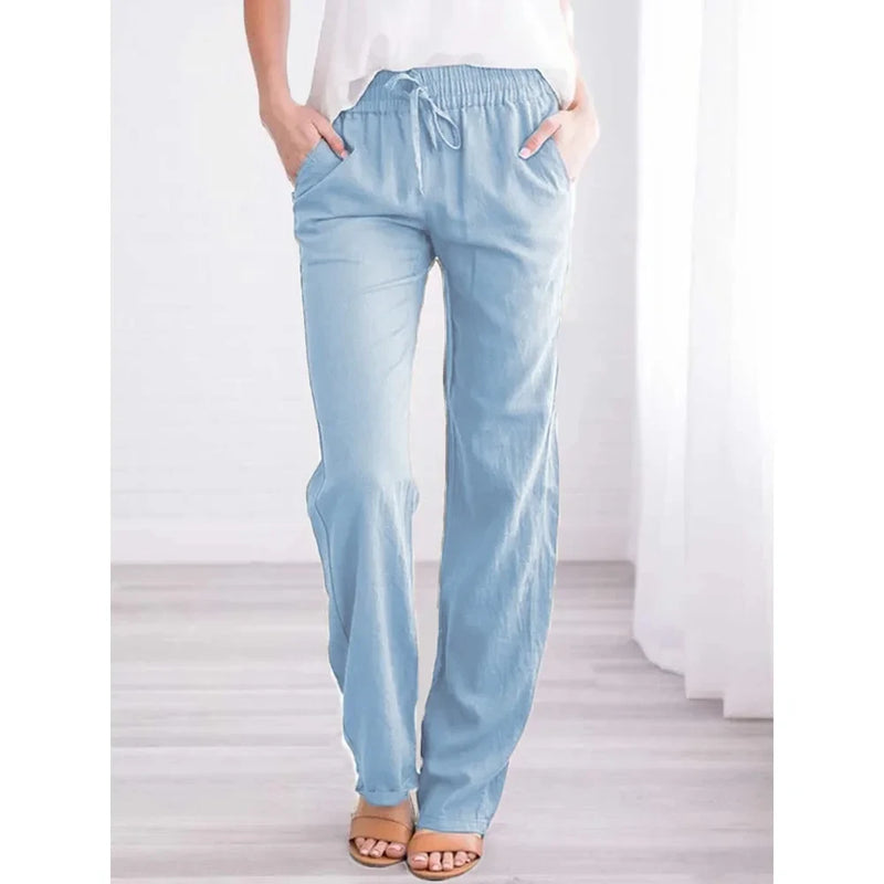 Cotton Linen Drawstring Lounge Pants
